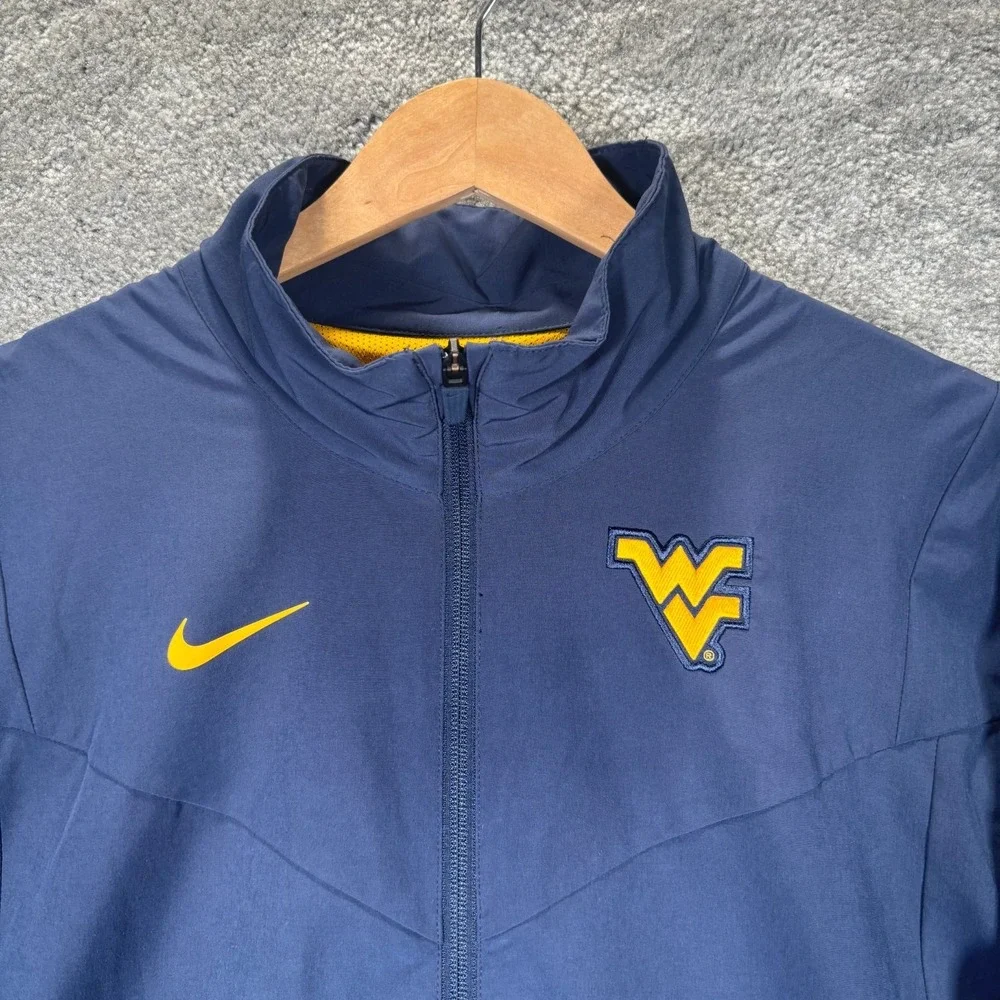 Nike West Virginia Mountaineers Jacket Mens M Full Zip Blue Embroidered On Field